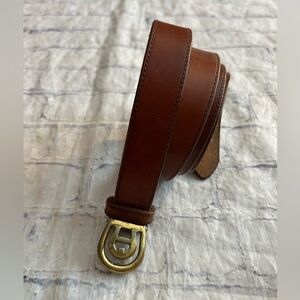 ÉTIENNE AIGNER VINTAGE BROWN LEATHER WITH A BUCKLE LOGO WOMEN’S BELT